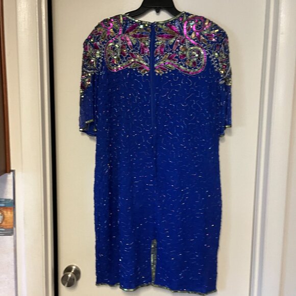 Laurence Kazar Elegant Beaded and Sequined Lined Dress, Size 1X - Picture 2 of 4